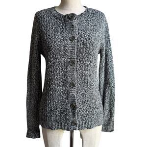 L.L.Bean Women’s Marled Cotton Button Front Cardigan Sweater M Petite